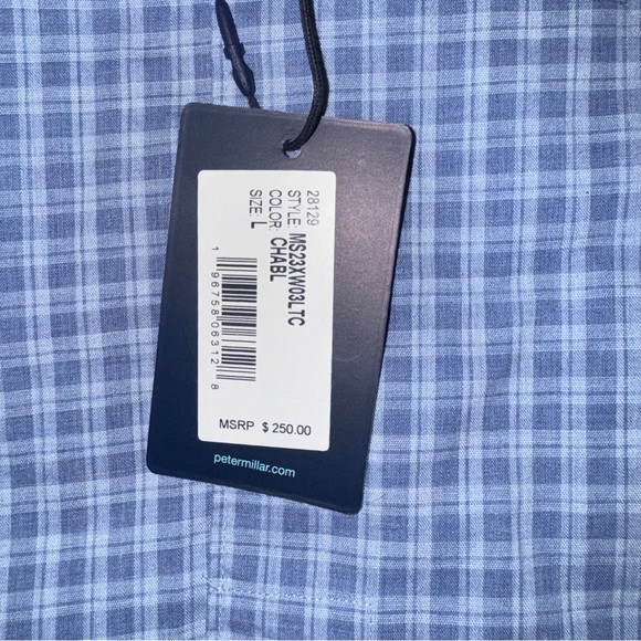 Peter Millar Crown Crafted Flex Finish Excursionist Cotton Shirt Chambray Blue - Picture 8 of 15